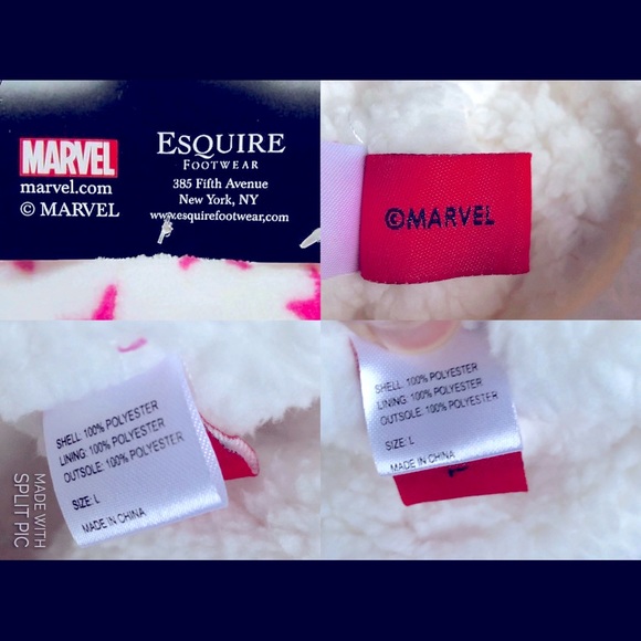 NEW MARVEL House Slippers Plush Booties Large White Girl’s NWOT - Picture 4 of 13